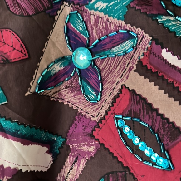 Vintage Oleg Cassini bedazzled silk Jacket 2X - Picture 5 of 13